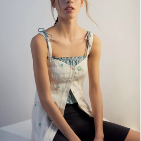 UO Aiden Embroidered Button-Front Mini Dress - Picture 5 of 12